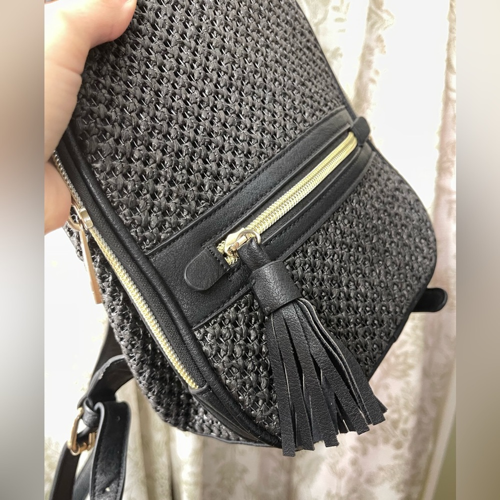 Black Raffia mini backpack - Picture 2 of 6